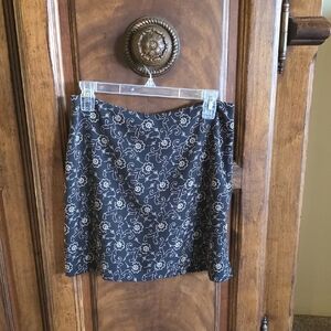 Banana Republic Black Mini Skirt with White Floral Print